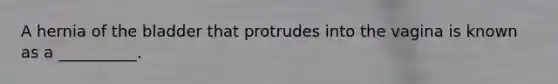 A hernia of the bladder that protrudes into the vagina is known as a __________.