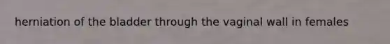 herniation of the bladder through the vaginal wall in females