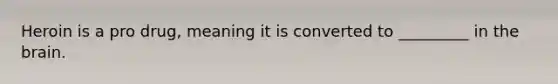 Heroin is a pro drug, meaning it is converted to _________ in the brain.