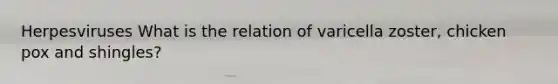 Herpesviruses What is the relation of varicella zoster, chicken pox and shingles?