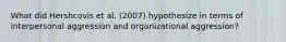 What did Hershcovis et al. (2007) hypothesize in terms of interpersonal aggression and organizational aggression?