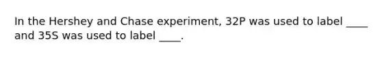 In the Hershey and Chase experiment, 32P was used to label ____ and 35S was used to label ____.