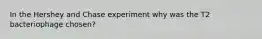 In the Hershey and Chase experiment why was the T2 bacteriophage chosen?