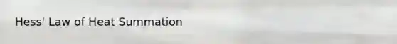 Hess' Law of Heat Summation