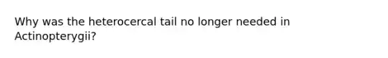 Why was the heterocercal tail no longer needed in Actinopterygii?