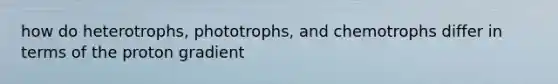 how do heterotrophs, phototrophs, and chemotrophs differ in terms of the proton gradient