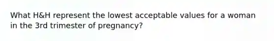 What H&H represent the lowest acceptable values for a woman in the 3rd trimester of pregnancy?