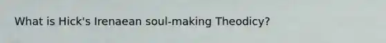What is Hick's Irenaean soul-making Theodicy?