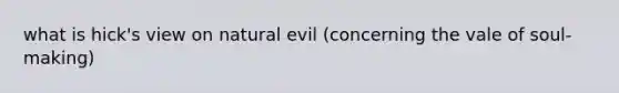 what is hick's view on natural evil (concerning the vale of soul-making)