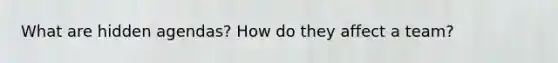 What are hidden agendas? How do they affect a team?