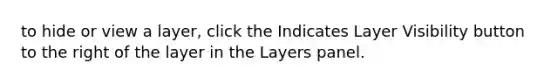 to hide or view a layer, click the Indicates Layer Visibility button to the right of the layer in the Layers panel.