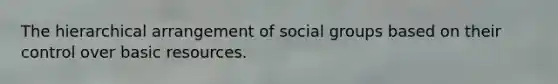 The hierarchical arrangement of social groups based on their control over basic resources.