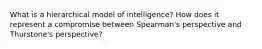 What is a hierarchical model of intelligence? How does it represent a compromise between Spearman's perspective and Thurstone's perspective?