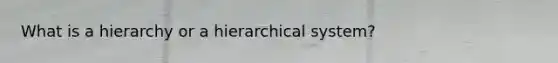 What is a hierarchy or a hierarchical system?