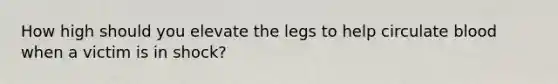 How high should you elevate the legs to help circulate blood when a victim is in shock?