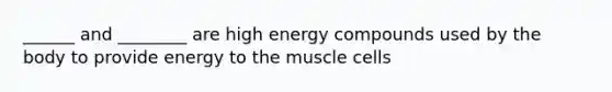 ______ and ________ are high energy compounds used by the body to provide energy to the muscle cells