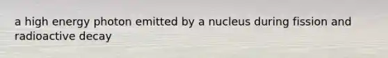 a high energy photon emitted by a nucleus during fission and radioactive decay