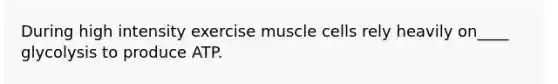 During high intensity exercise muscle cells rely heavily on____ glycolysis to produce ATP.