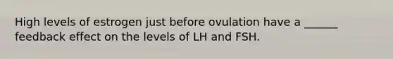 High levels of estrogen just before ovulation have a ______ feedback effect on the levels of LH and FSH.