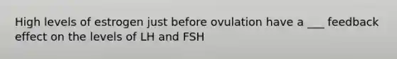 High levels of estrogen just before ovulation have a ___ feedback effect on the levels of LH and FSH