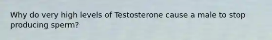 Why do very high levels of Testosterone cause a male to stop producing sperm?