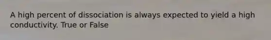 A high percent of dissociation is always expected to yield a high conductivity. True or False