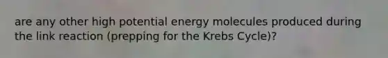 are any other high potential energy molecules produced during the link reaction (prepping for the Krebs Cycle)?