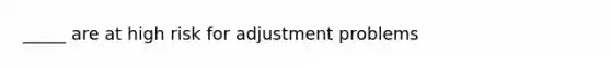 _____ are at high risk for adjustment problems