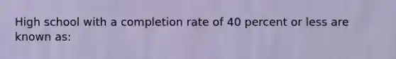 High school with a completion rate of 40 percent or less are known as: