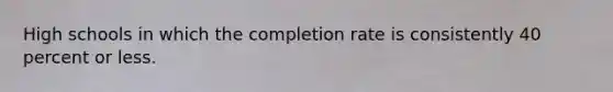 High schools in which the completion rate is consistently 40 percent or less.