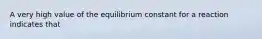 A very high value of the equilibrium constant for a reaction indicates that