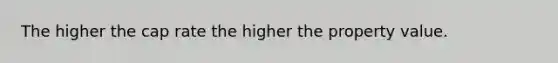 The higher the cap rate the higher the property value.