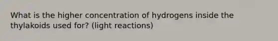 What is the higher concentration of hydrogens inside the thylakoids used for? (light reactions)