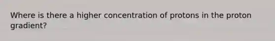 Where is there a higher concentration of protons in the proton gradient?