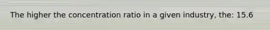 The higher the concentration ratio in a given industry, the: 15.6