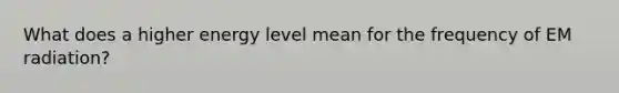 What does a higher energy level mean for the frequency of EM radiation?