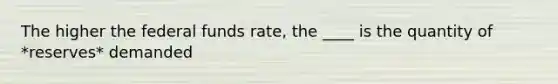 The higher the federal funds rate, the ____ is the quantity of *reserves* demanded