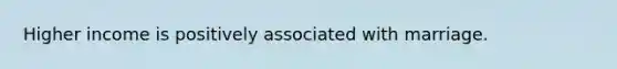 Higher income is positively associated with marriage.