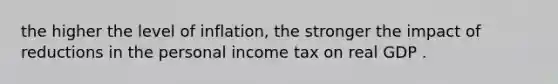 the higher the level of inflation, the stronger the impact of reductions in the personal income tax on real GDP .