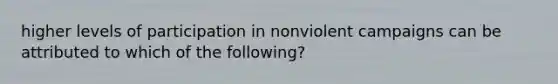 higher levels of participation in nonviolent campaigns can be attributed to which of the following?