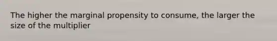 The higher the marginal propensity to consume, the larger the size of the multiplier