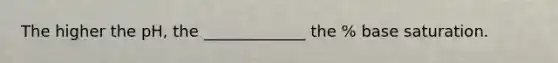 The higher the pH, the _____________ the % base saturation.