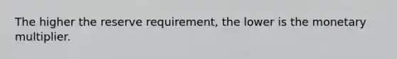 The higher the reserve requirement, the lower is the monetary multiplier.