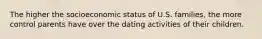 The higher the socioeconomic status of U.S. families, the more control parents have over the dating activities of their children.