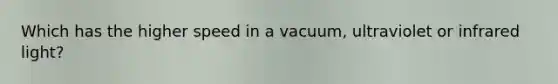 Which has the higher speed in a vacuum, ultraviolet or infrared light?