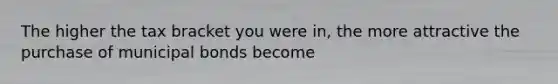 The higher the tax bracket you were in, the more attractive the purchase of municipal bonds become