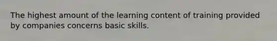 The highest amount of the learning content of training provided by companies concerns basic skills.