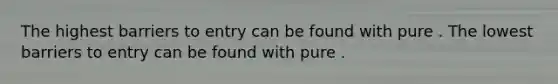 The highest barriers to entry can be found with pure . The lowest barriers to entry can be found with pure .