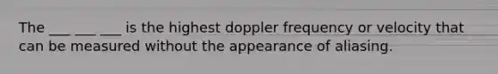 The ___ ___ ___ is the highest doppler frequency or velocity that can be measured without the appearance of aliasing.