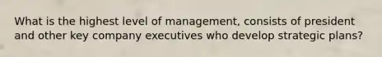 What is the highest level of management, consists of president and other key company executives who develop strategic plans?